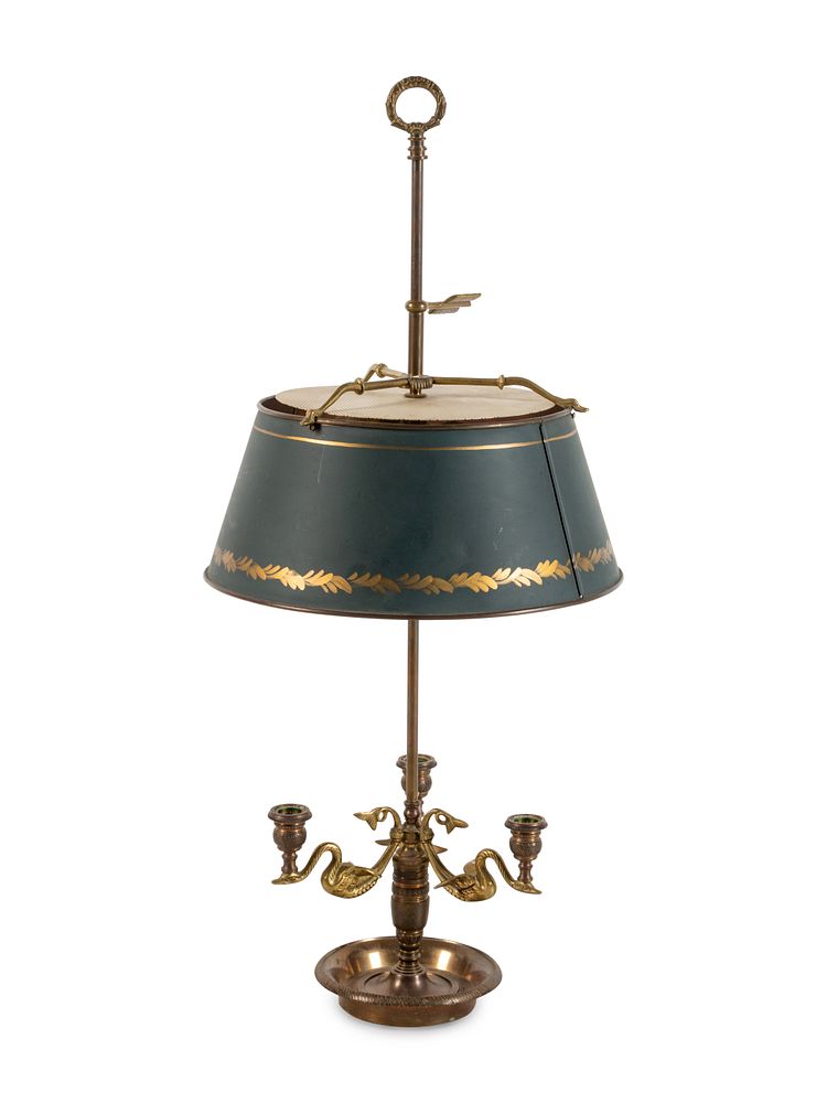 Appraisal: An Empire Style Gilt Bronze and Tole Bouillotte Lamp An