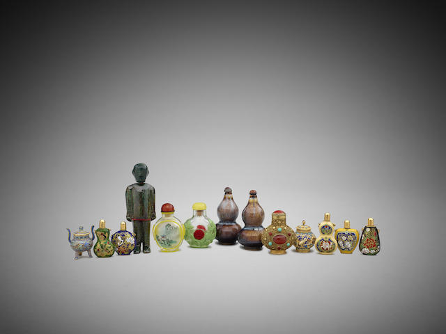 Appraisal: A group of Chinese snuff bottles th centuryof various materials