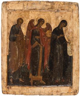 Appraisal: A RUSSIAN ICON OF SAINT PETER ARCHANGEL MICHAEL AND THE