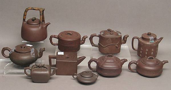 Appraisal: Ten Yixing and Yixing style teapots Republic Period and Later