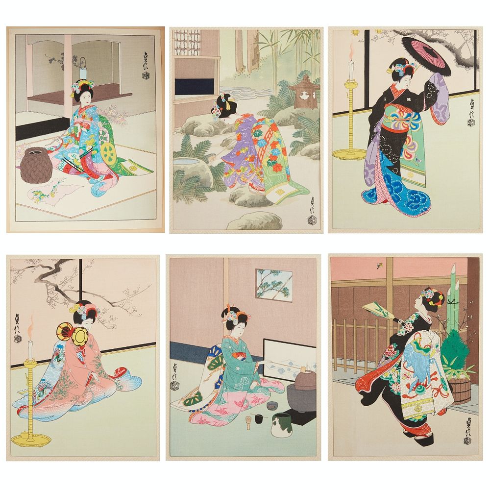 Appraisal: Grp Sadanobu Hasegawa Maiko Series Japanese Woodblock Prints Sadanobu Hasegawa