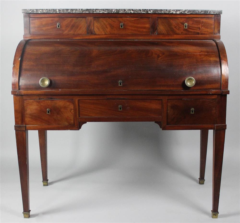 Appraisal: EMPIRE MAHOGANY BUREAU A CYLINDRE early th Century - h