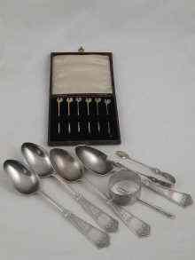 Appraisal: A mixed lot comprising six silver cocktail sticks a silver