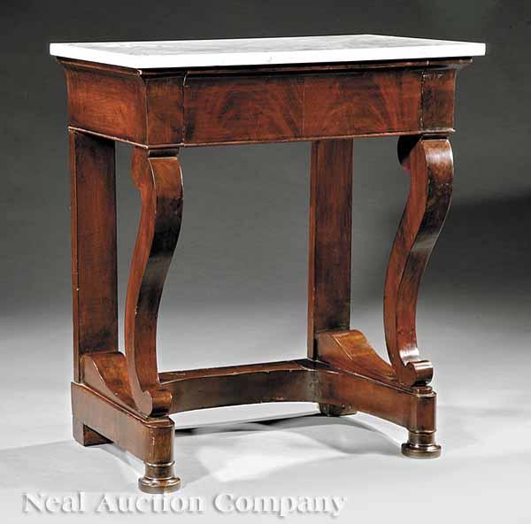 Appraisal: A Diminutive American Mahogany Pier Table early th c marble