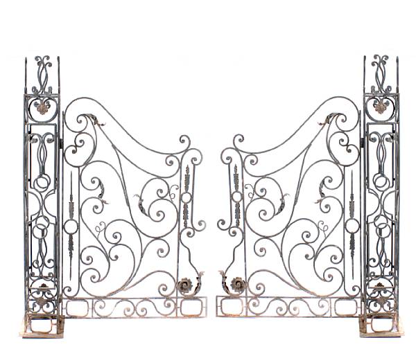 Appraisal: A pair of tole and wrought iron gates height ft