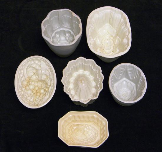 Appraisal: White Ironstone china molds six pieces Geometric oval with flower