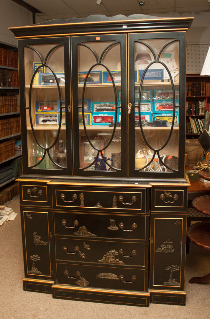 Appraisal: Ebonized china cabinet Undernumber