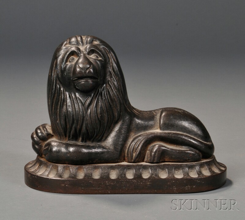 Appraisal: Cast Iron Recumbent Lion Doorstop late th early th century