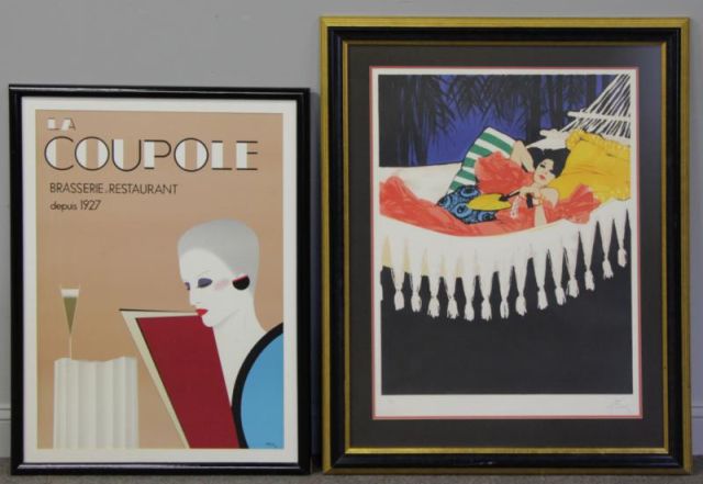 Appraisal: Two French Color Lithographs La Coupole by Pierre Razzia -