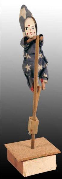 Appraisal: Celluloid Patriotic Clown Climbing Toy Description Circa to Unusual Clothing