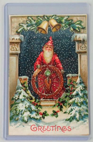 Appraisal: Santa Postcard Lot is a mechanical shadow box with glassine