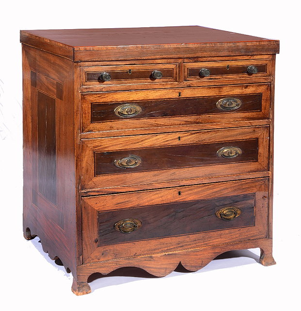 Appraisal: A TH CENTURY BOXWOOD INLAID PROVINCIAL CHEST of two short