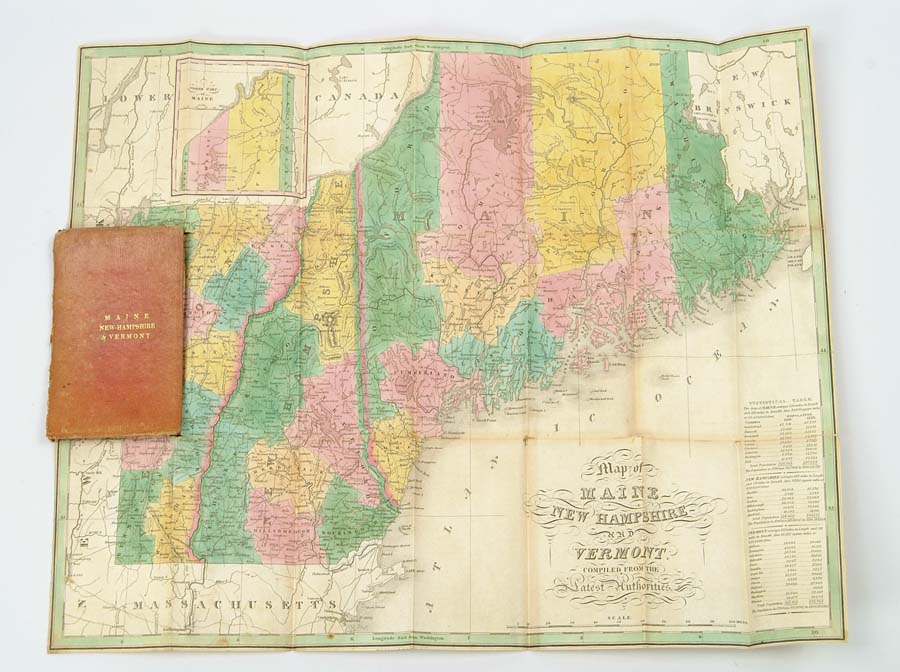 Appraisal: POCKET MAP OF MAINE NEW HAMPSHIRE AND VERMONT Colored map