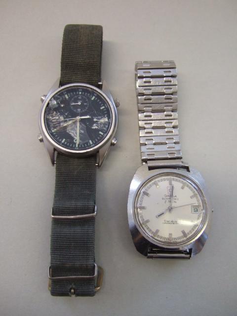 Appraisal: A gentleman's steel cased Omega Electronic F HZ wristwatch the