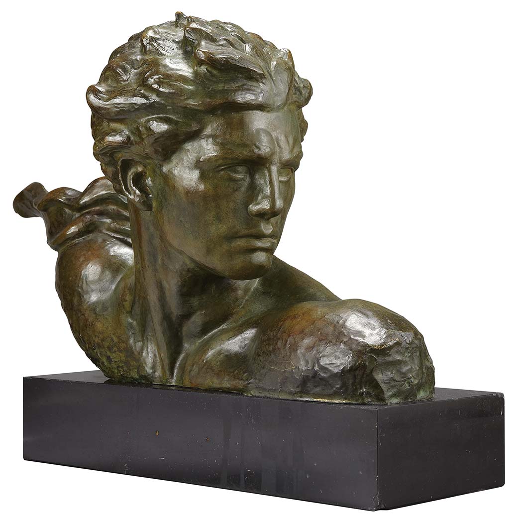 Appraisal: Art Deco Bronze Bust of Jean Mermoz Cast from a