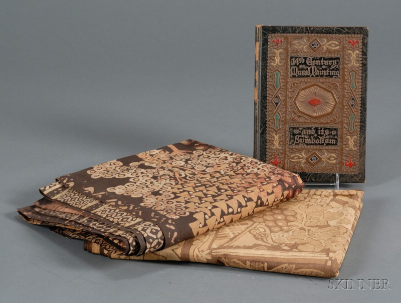 Appraisal: Two Batik Panels and a Related Embossed Leather-bound and Illuminated