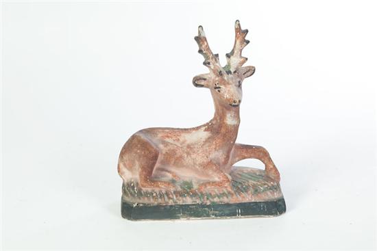 Appraisal: CHALKWARE DEER American late th century Reclining deer with original