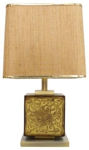 Appraisal: Vintage table lamp th c natural fiber shade concealing a