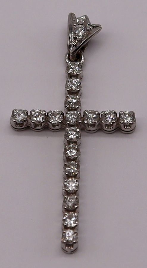 Appraisal: JEWELRY kt Gold and Diamond Cross Pendant kt white gold