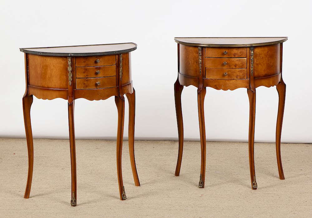 Appraisal: Pair of Modern Demilune Tables Pair of Modern Demilune Tables