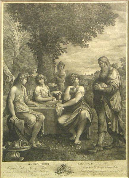 Appraisal: After Lodovico Carracci Habebit Filium Sara Uxor Tua Engraving printed