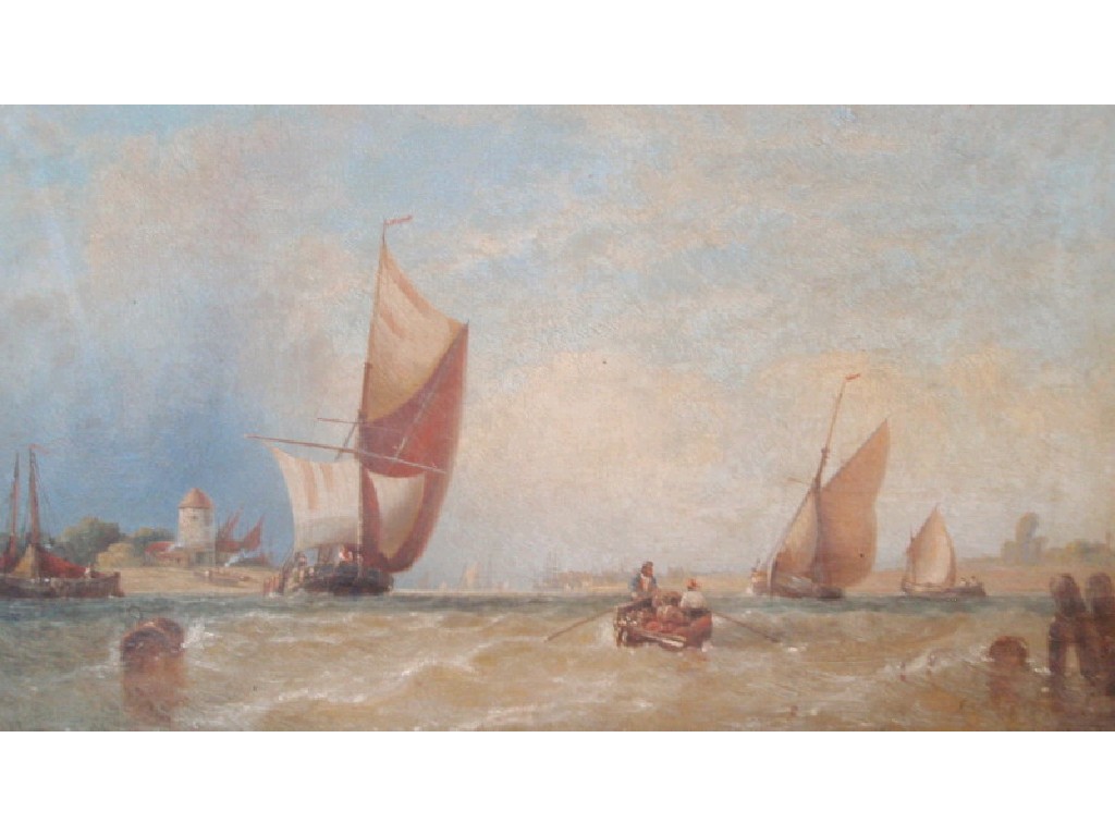 Appraisal: George Stainton Sailing and rowing boats in an inland waterway