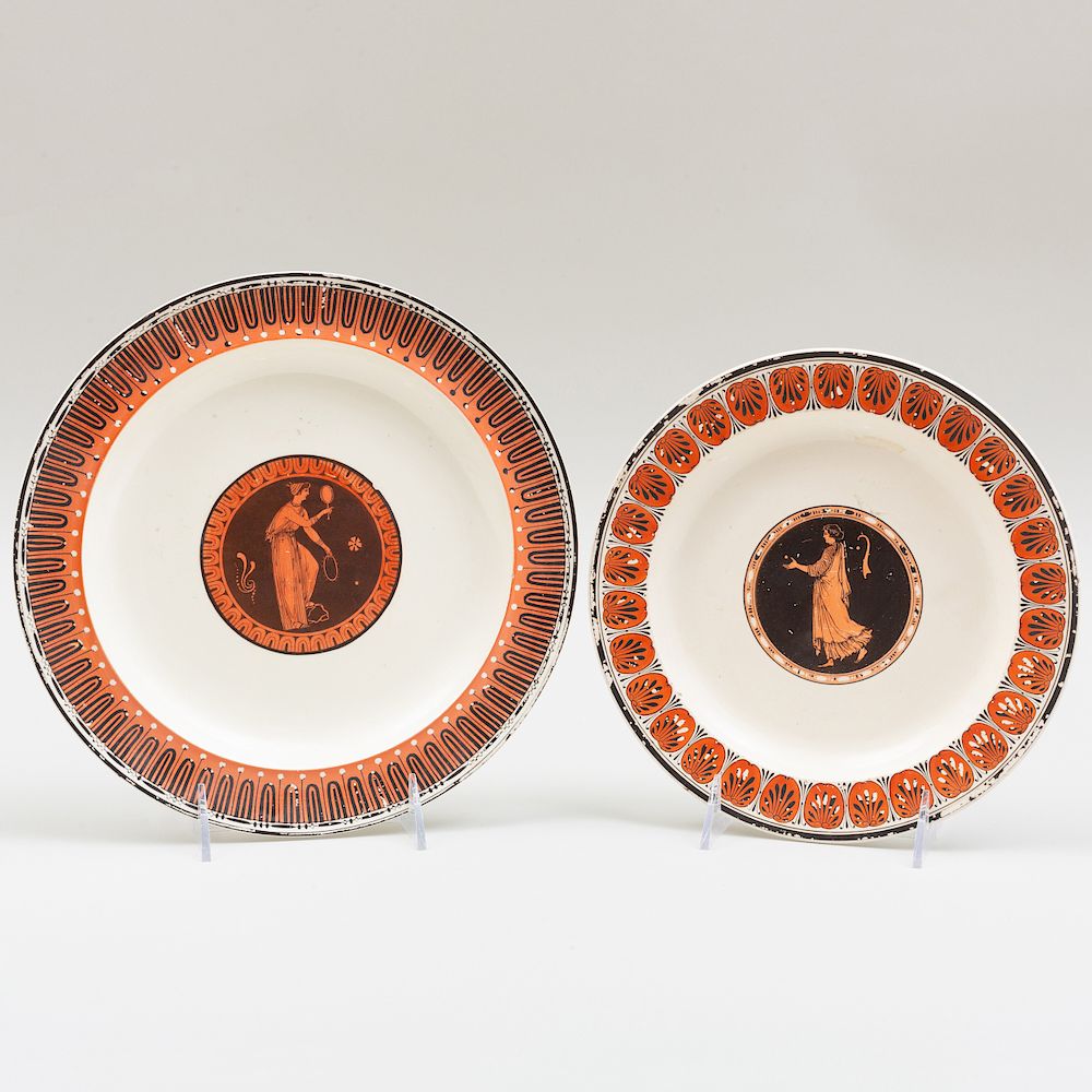 Appraisal: Two Similar Wedgwood Creamware Plates Impressed marks painted in red