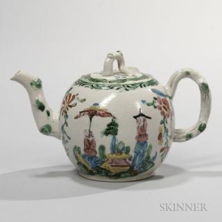 Appraisal: Staffordshire Salt-glazed Stoneware Chinoiserie Decorated Teapot and Cover England c