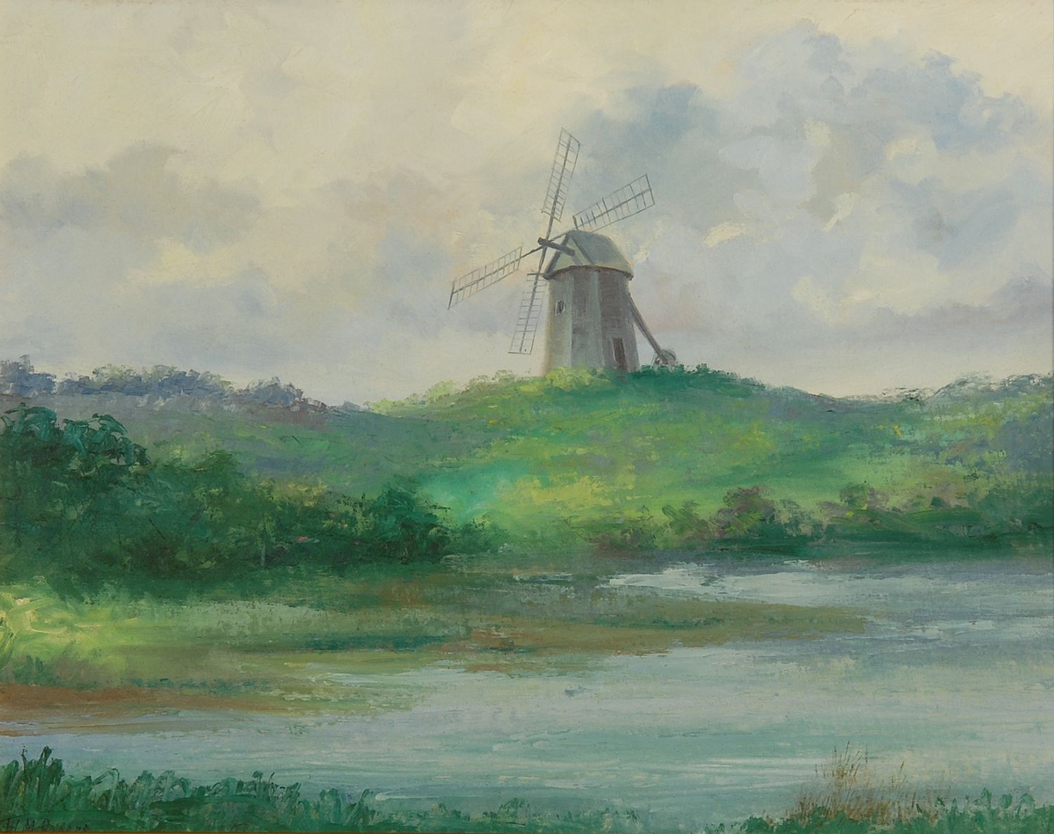 Appraisal: WENDELL M ROGERSAmerican - Chatham Windmill Overlooking Mill Pond Signed