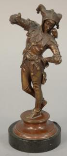 Appraisal: Eugene Barillot bronze figure of a jester on a marble