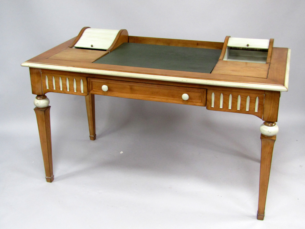 Appraisal: A modern cherrywood writing desk with inset leather writing centre