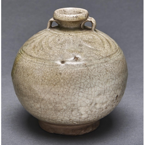 Appraisal: A Korean globular celadon vase with pale shaded olive-cream glaze