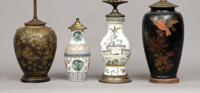 Appraisal: Four Chinese Vases Mounted as Lamps to in to in