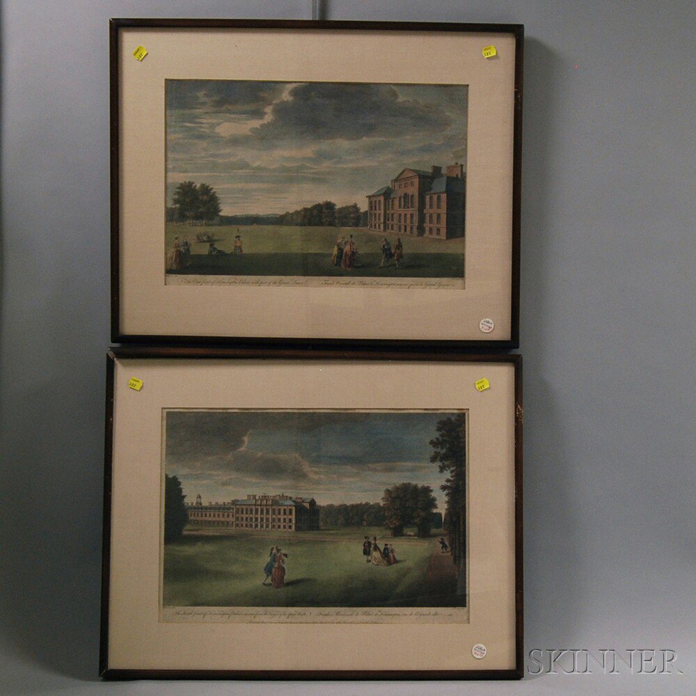 Appraisal: Two Hand-colored Engravings of Kensington Palace The East Front and