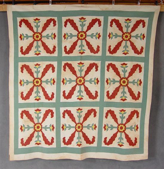 Appraisal: Ohio Rose Quilt Circa - Ohio rose pattern applique quilt