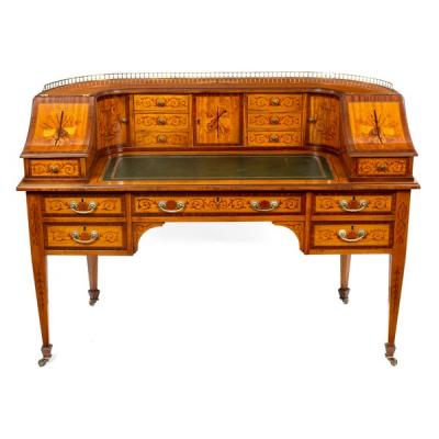 Appraisal: A satinwood inlaid Carlton House desk the horseshoe top with