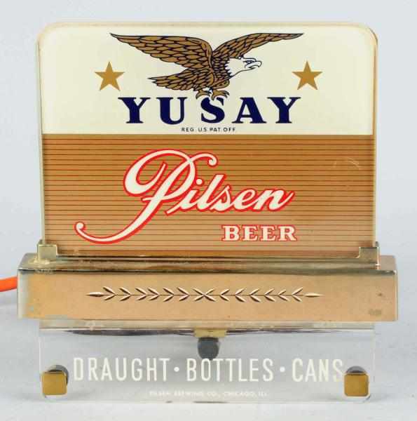 Appraisal: Yusay Beer Reverse Glass Cash Register Sign Light-up sign with