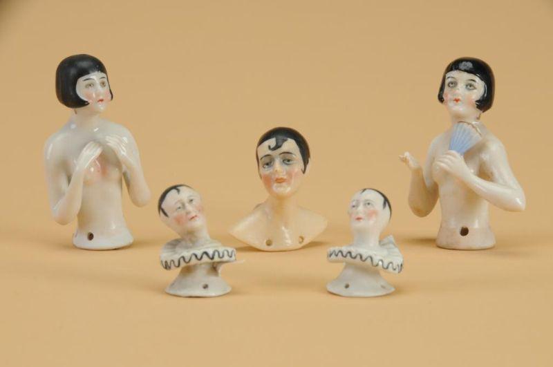 Appraisal: Lot Five China Half Dolls Germany ca a nice group