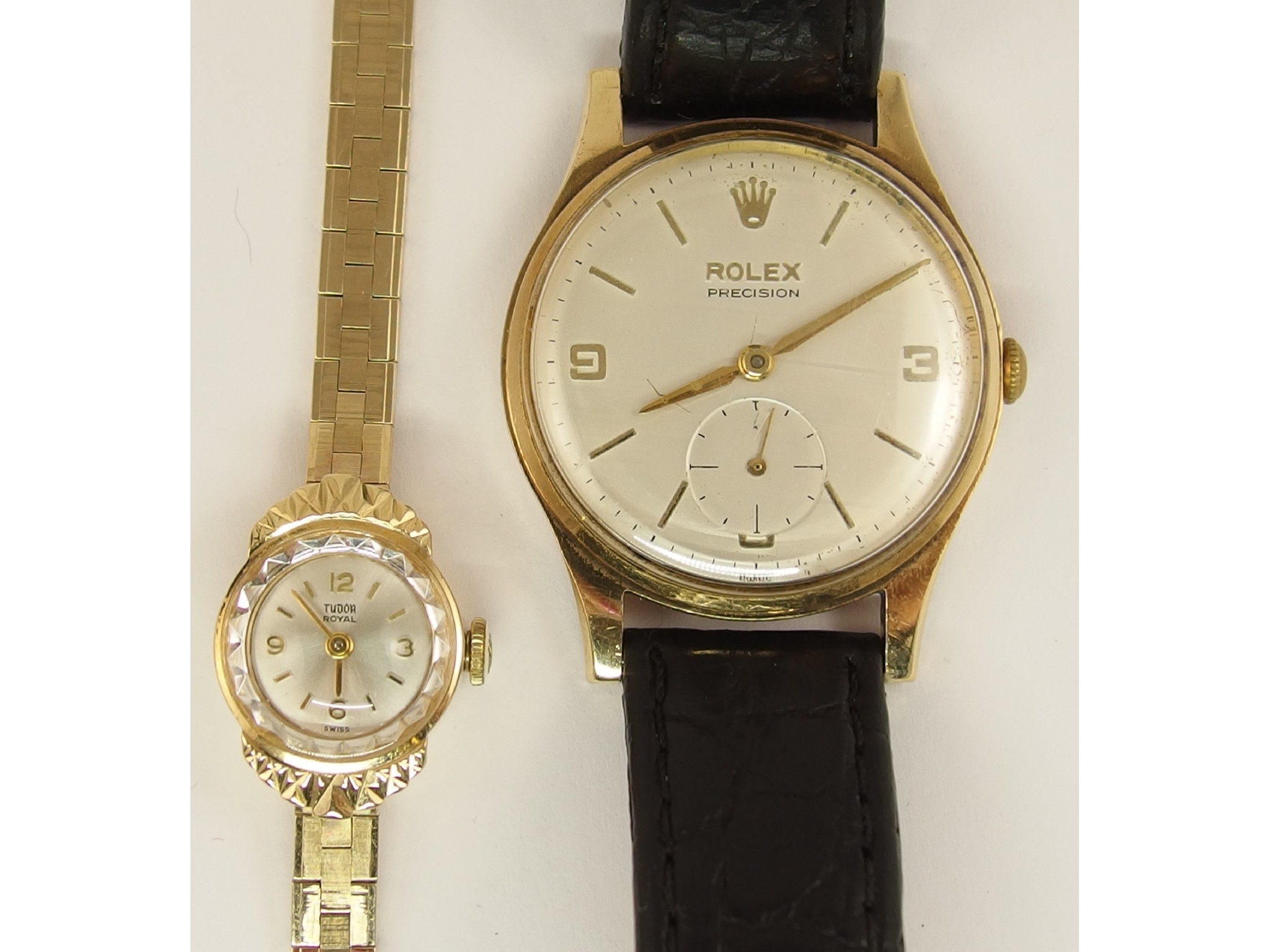 Appraisal: A gents vintage ct Rolex Precision and a ct ladies