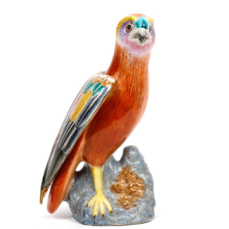 Appraisal: Chinese hand painted porcelain falcon bird of prey figure H