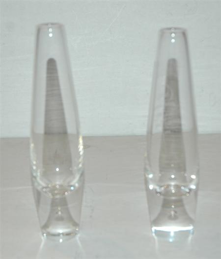 Appraisal: Two Steuben Glass Flower Vases Estimate nbsp nbsp nbsp -