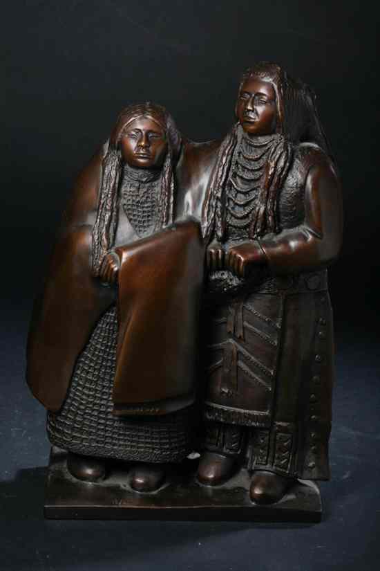 Appraisal: DOUG HYDE Native American b TWO NATIVE AMERICAN FIGURES signed