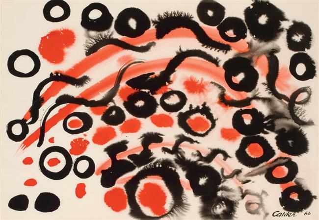 Appraisal: ALEXANDER CALDER American - Red and Black watercolor signed and