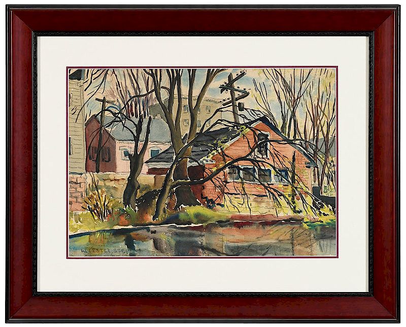 Appraisal: William Lester Stevens Massachusetts Maine - Red Brick House signed