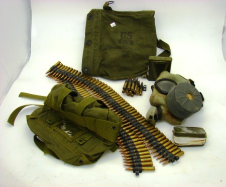 Appraisal: Lot to include US military web gear gas mask protective