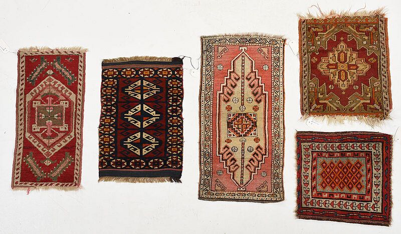 Appraisal: Five Turkish Mats Kurdish Anatolian early th century geometric designs