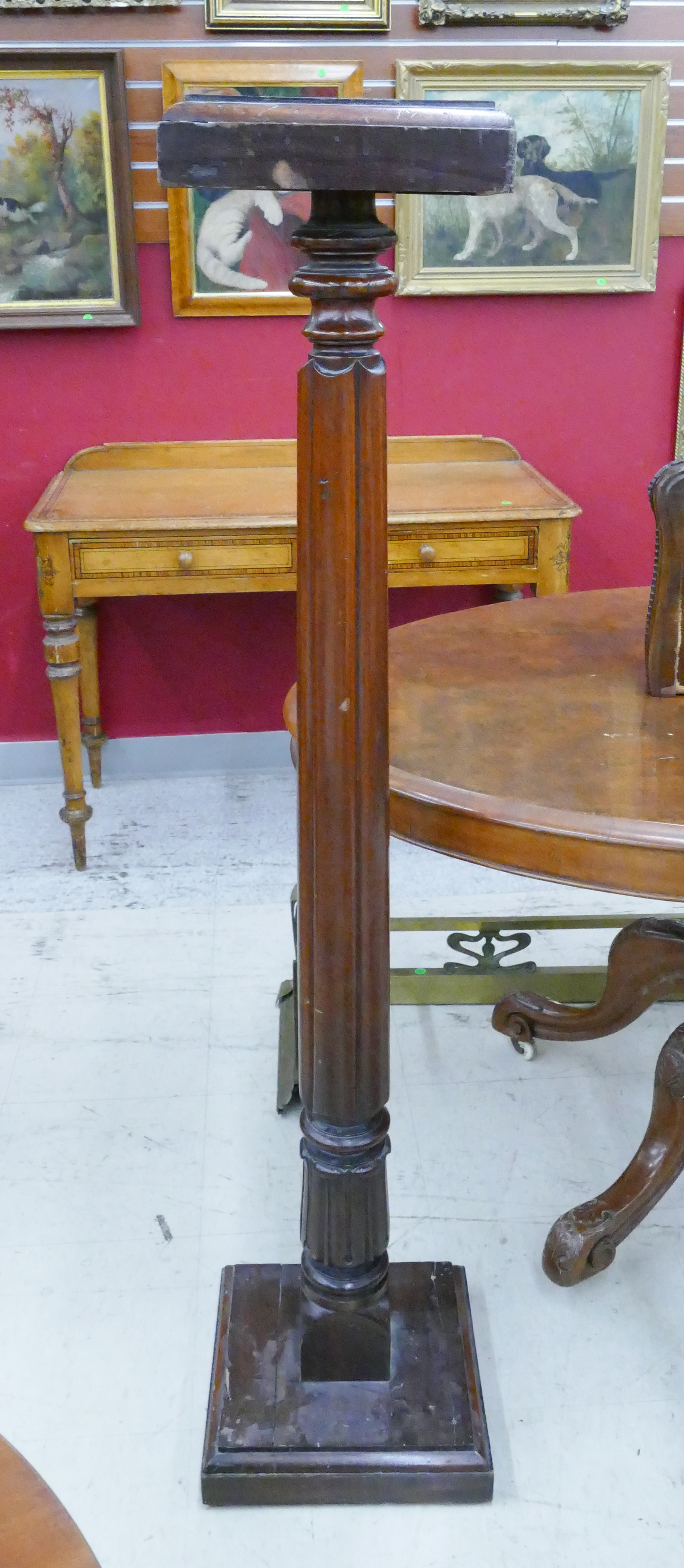 Appraisal: Antique Tall Mahogany Column Pedestal- x x ''