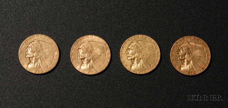 Appraisal: Four United States Indian Head Quarter Eagle Two and One