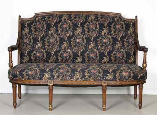 Appraisal: A Louis XV Style Parcel Gilt Settee having carved finials