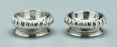 Appraisal: Silver trencher salts round with gadrooned and bowed sides stepped